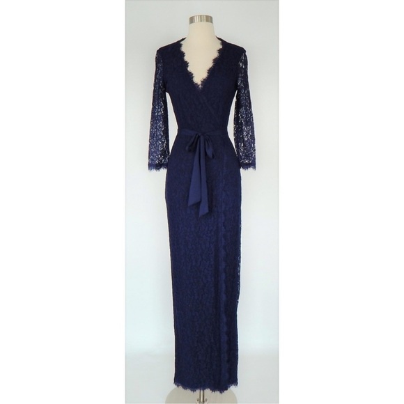 Diane Von Furstenberg Julianna Navy Lace Maxi Dress - NWT - Picture 3 of 7